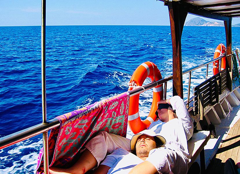 On the way with the boat Gorgona to the Marine National Park outside Alonissos.