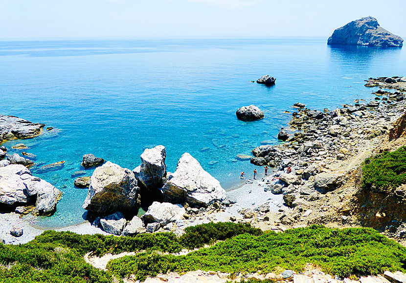 The cliff baths and beaches of Agia Anna on Amorgos.
