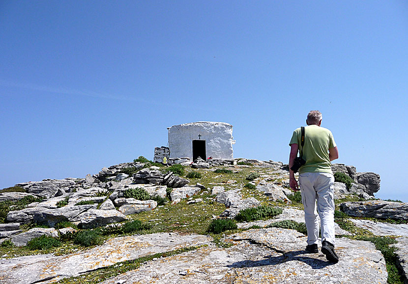 The mountain and the church Profitis Ilias on Amorgos in Greece.