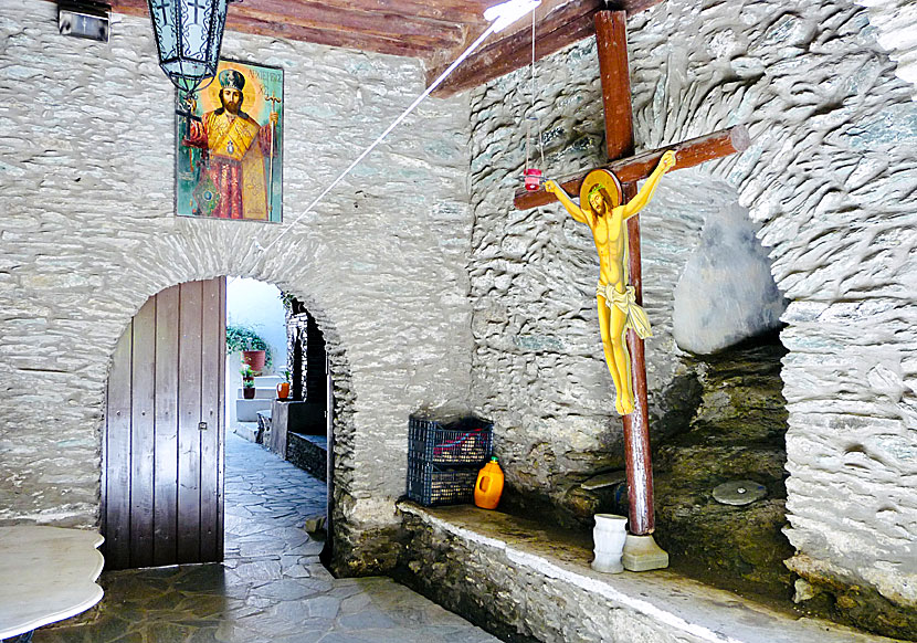 The monastery houses a relic of the skull of Saint Agios Panteleimon.