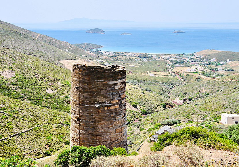 The tower of Agios Petros on Andros in the Cyclades.