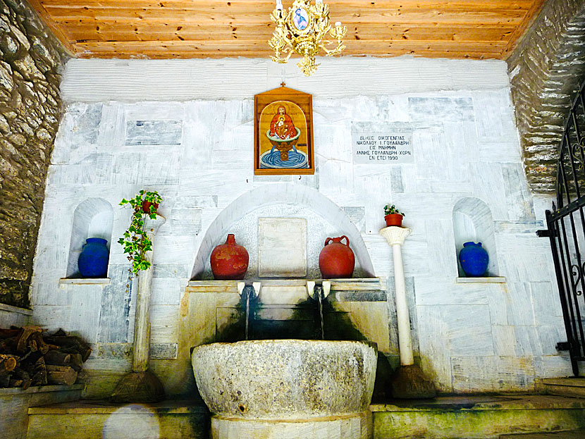 A holy icon depicting the Virgin Mary is located in the Monastery of Panachrantos on Andros in Greece.