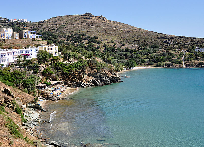 The best beaches on Andros. Aneroussa beach. 