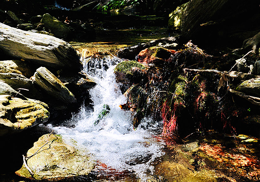 Waterfall along the Remata River on Andros in Greece.