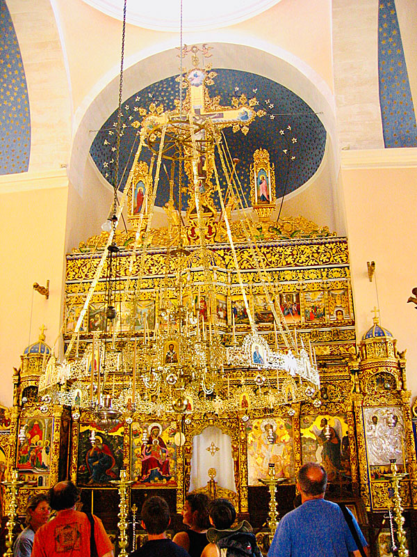 TThe church and altar in the monastery of Agia Triada in Crete.