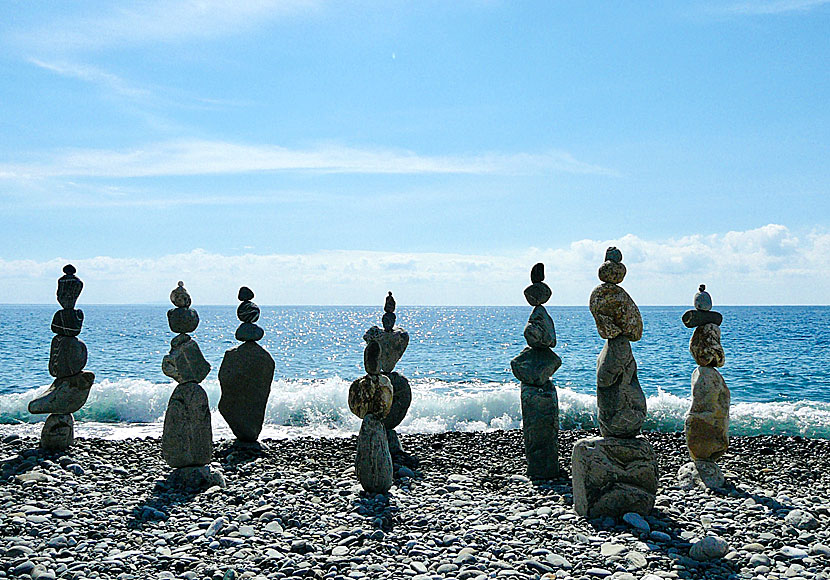 Cobblestone artwork on the beach in Sougia.