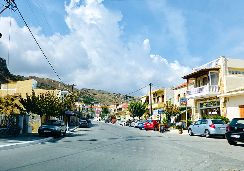 Shops, restaurants, taverns and car rental companies in Kolymbari on Crete.