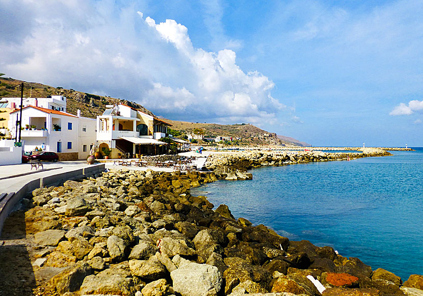 The seafront promenade and the port of Kolymbari in Crete.