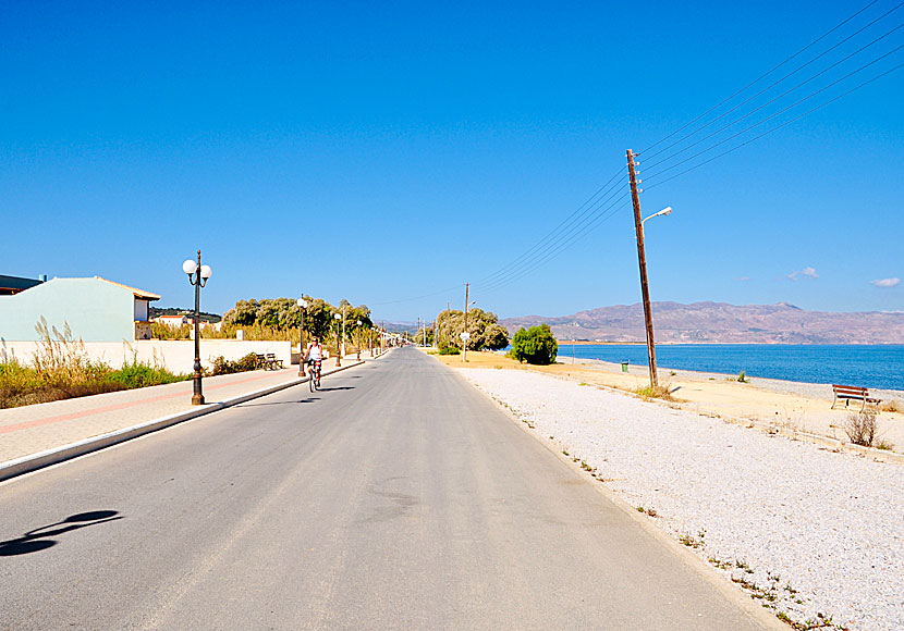 The bicycle-friendly road leading through Maleme in Crete.  Cycling in Crete.