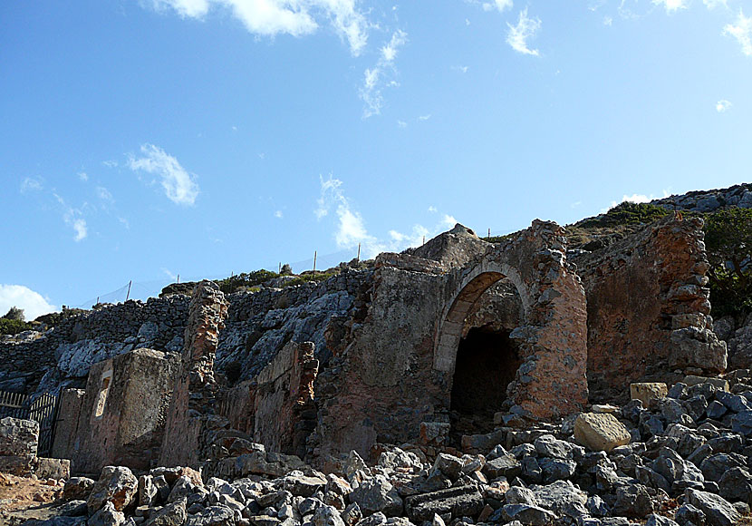 The ruins of the Panagia Arkoudiotissa Church in the Akrotiri peninsula in Crete.