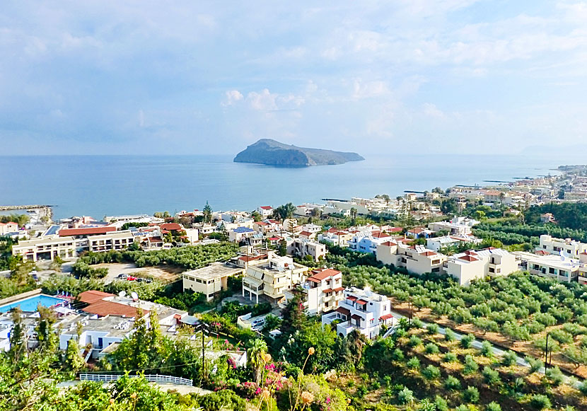 Platanias, Agia Marina and Theodorou Island seen from Old Platanias in Crete.