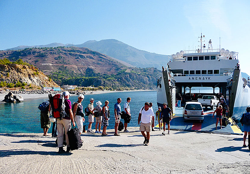 From the port of Sougia there are ferries to Paleochora, Agia Roumeli, Loutro and Chora Sfakion on the south coast of Crete.