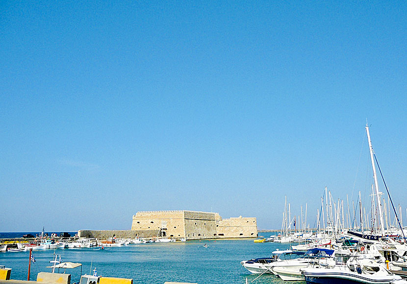 Fort Koules and the marina of Heraklion in Crete.