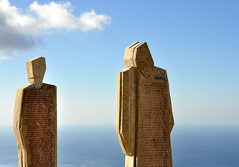 On each statue there are names of those killed during the massacre. Ano Viannos in Crete.