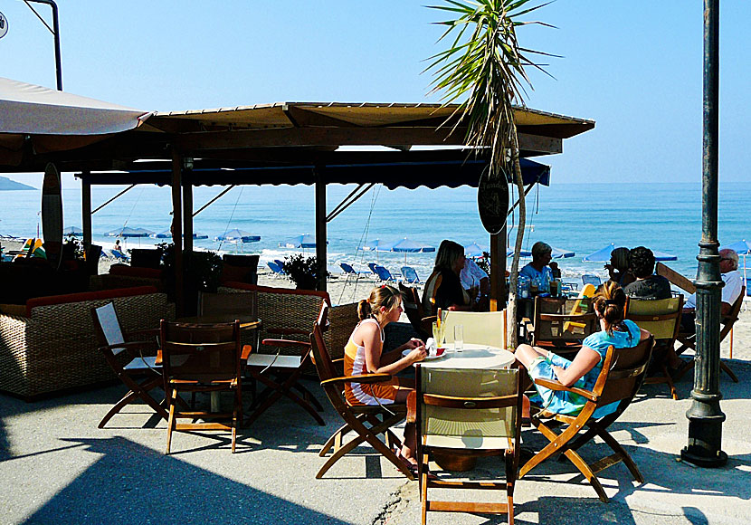 Café and hotel at Kalamaki beach in Crete.