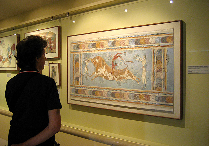 The famous Bull-Leaping fresco in Knossos. Heraklion. Crete.