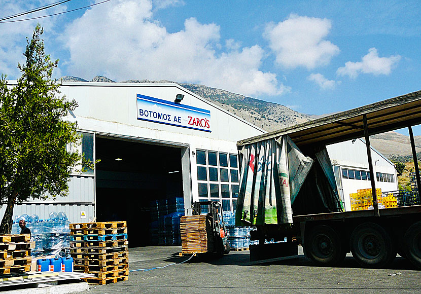 The bottling plant where the water from Zaros in Crete is bottled.
