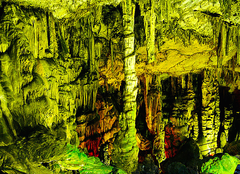 Stalactites and stalagmites in Zeus' cave Dikteon Cave in Lasithi on Crete.