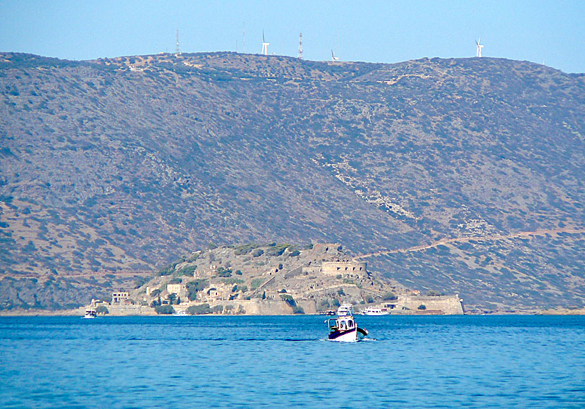 Excursion boats to Spinalonga from Elounda in eastern Crete.