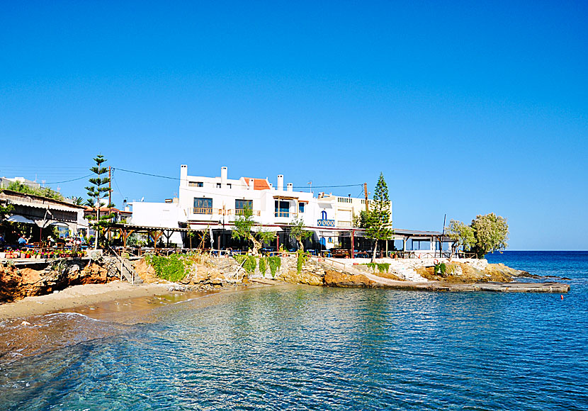 Restaurants, taverns and beaches in Mochlos in Crete.