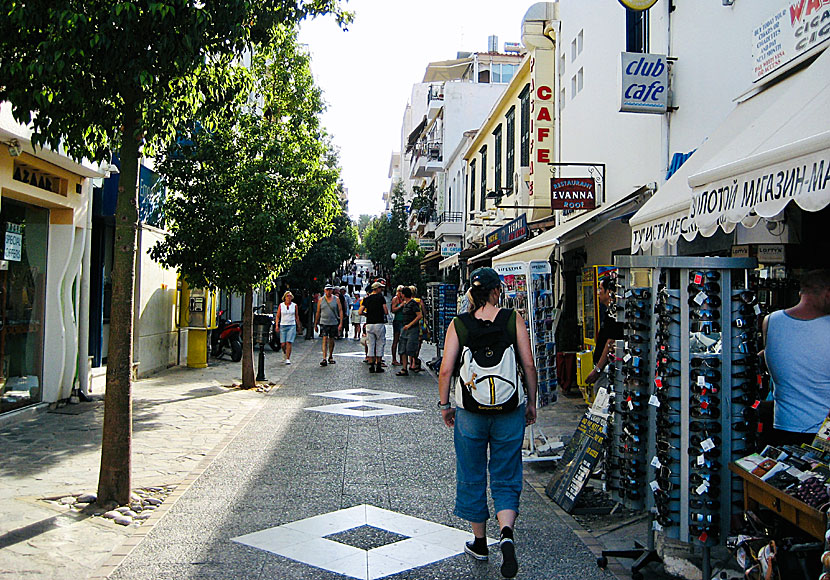 Good shops and good shopping in the pedestrian streets of Agios Nikolaos in eastern Crete.