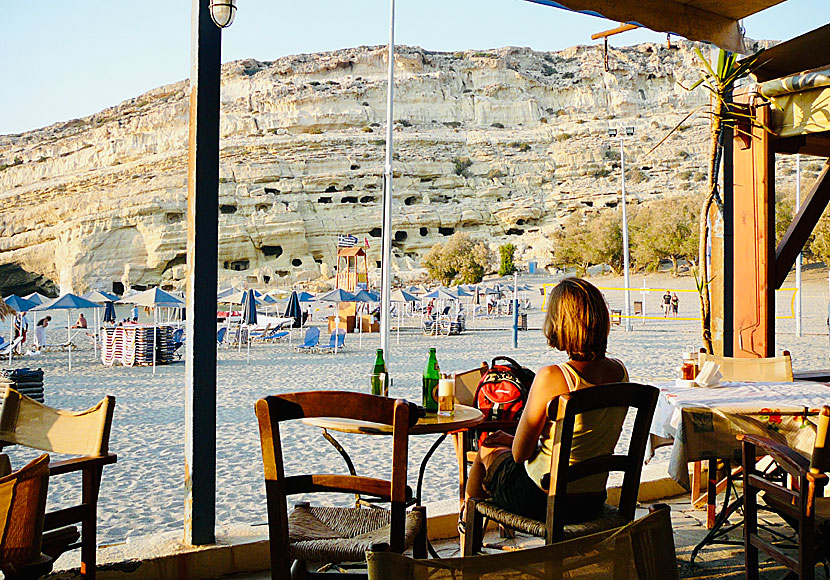 Matala in southern Crete in Heraklion unit is known for its caves and its fine sandy beach.