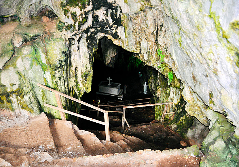 The stairs down to Melidoni cave in  Crete.