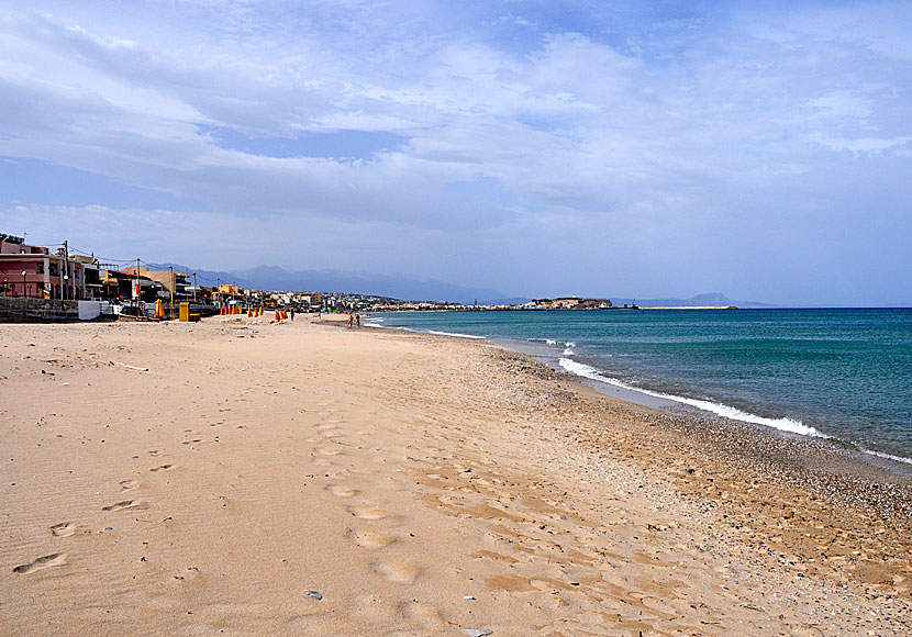 The extremely long beach of Perivolia and Platanias east of Rethymno. Crete.