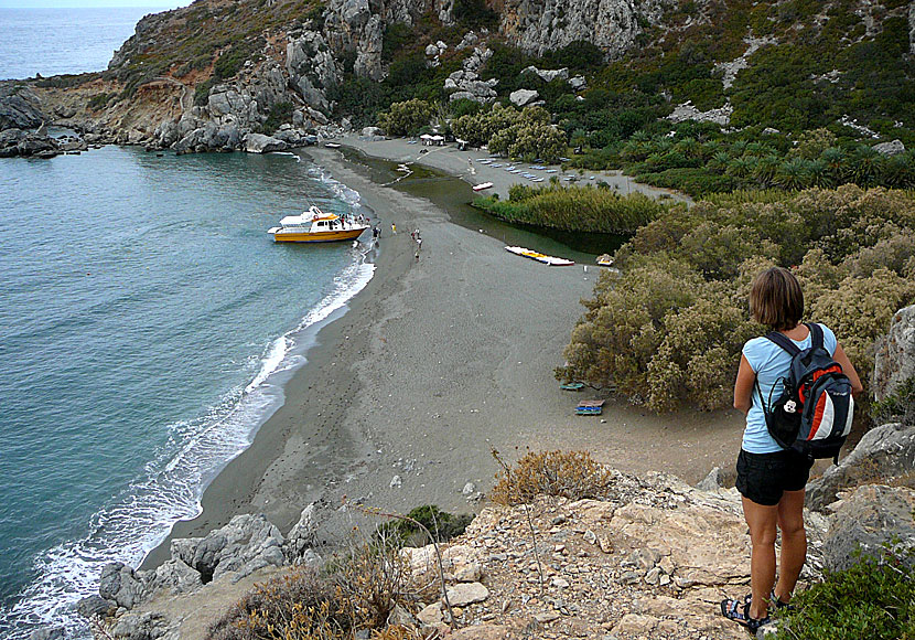 Preveli beach seen from the path that goes from Ammoudi beach in Crete.