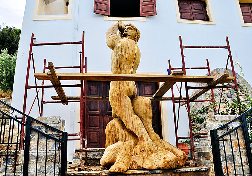 Wooden Sculptures Museum in the village of Axos which is located before the villages of Zoniana and Anogia in Crete.