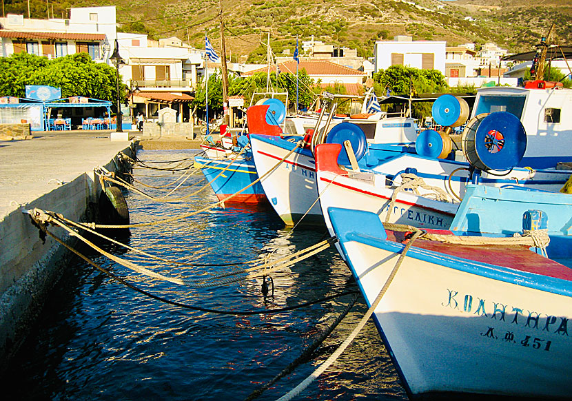 Fishing boats in the harbour at Fourni.
