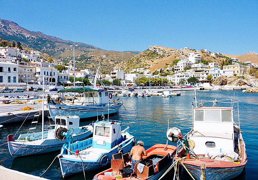 Fishing boats in the small boat port of Agios Kyrikos on Ikaria. 