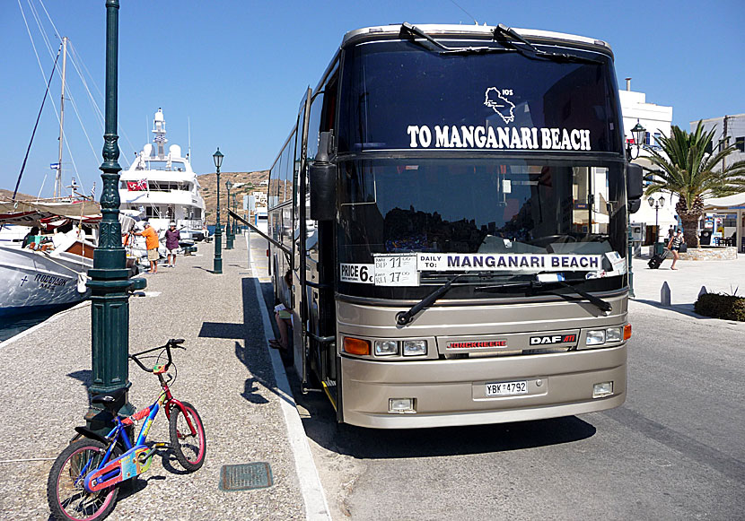 The bus to Manganari beach on Ios.