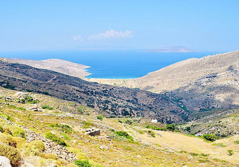 Agia Theodoti beach seen from the road to Manganari on Ios in the Cyclades.