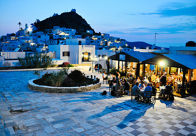 Restaurant The Mills at the windmills in Chora in Ios island.