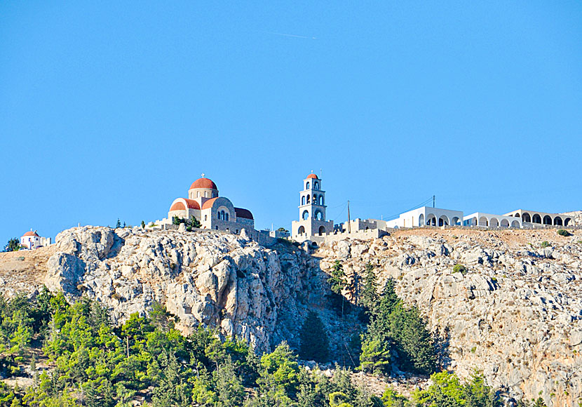 Agios Savvas Monastery is large and visible from all over Pothia.