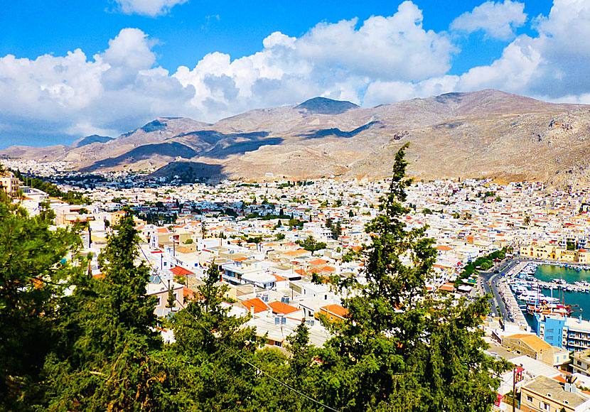 View of Pothia and Chora from Agios Savvas on Kalymnos.