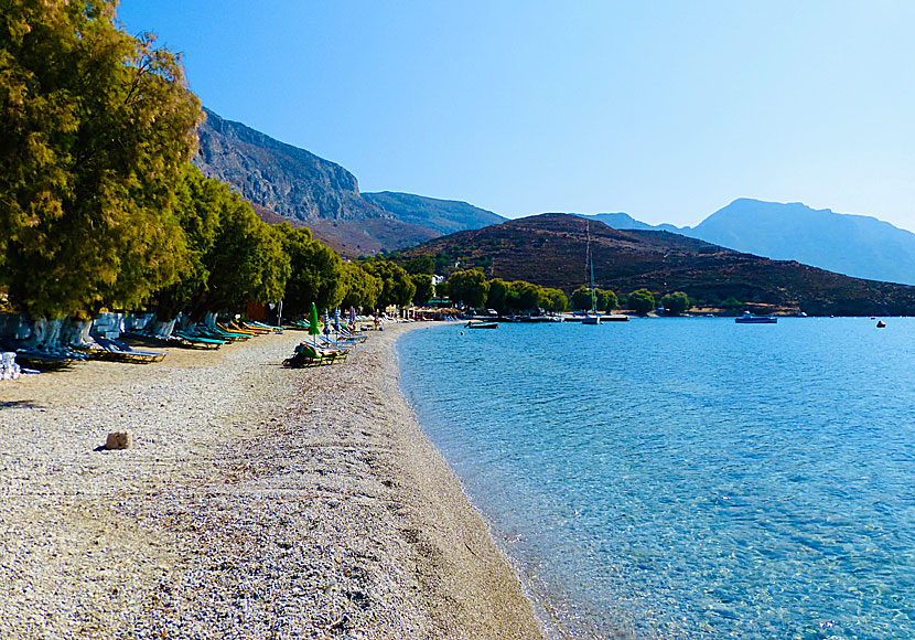 The beach in Emporios on Kalymnos in Greece.