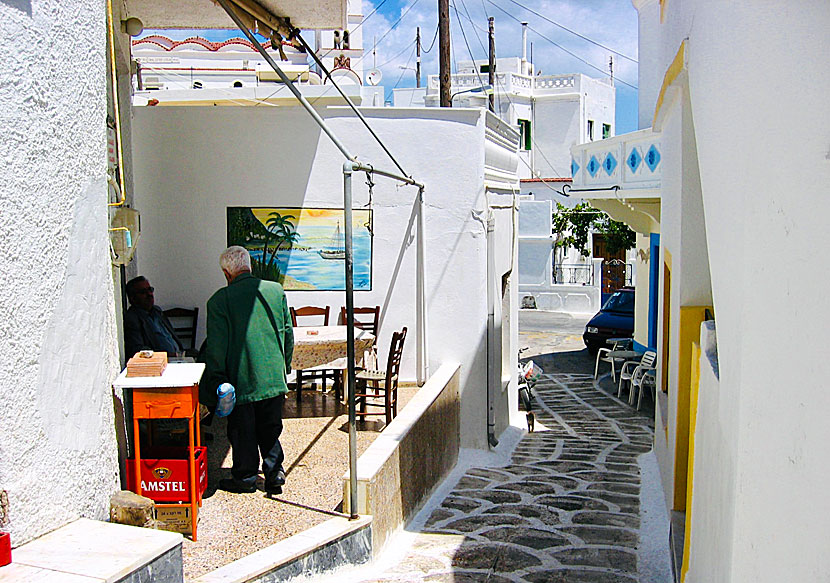 Cafes and tavernas in the village of Menetes on Karpathos.