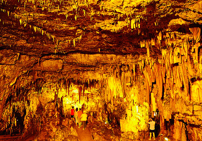 Stalactites and stalagmites in Drogarati cave on Kefalonia.