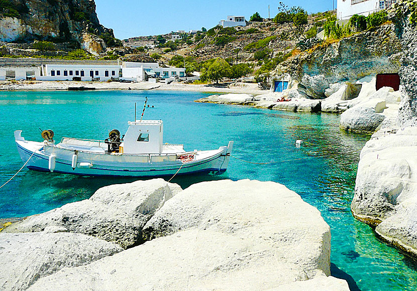 The beach and bath rocks of Goupa on Kimolos in Greece