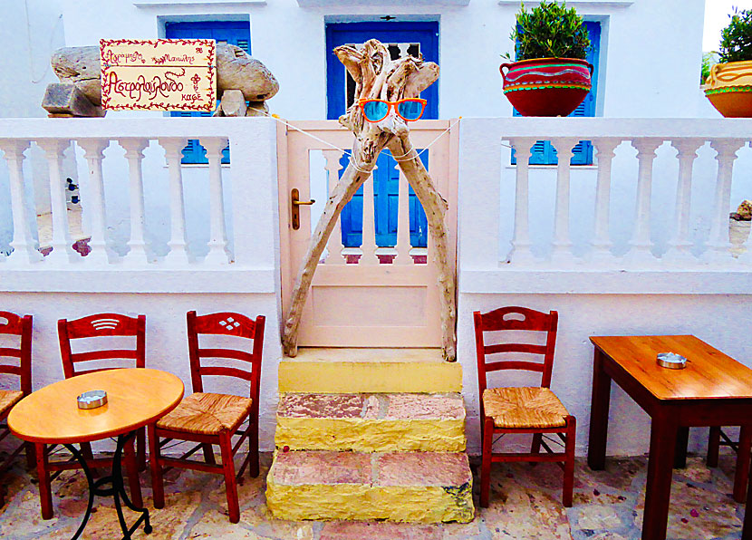 Cosy cafes in Chora on the island of Koufonissi in the Small Cyclades.