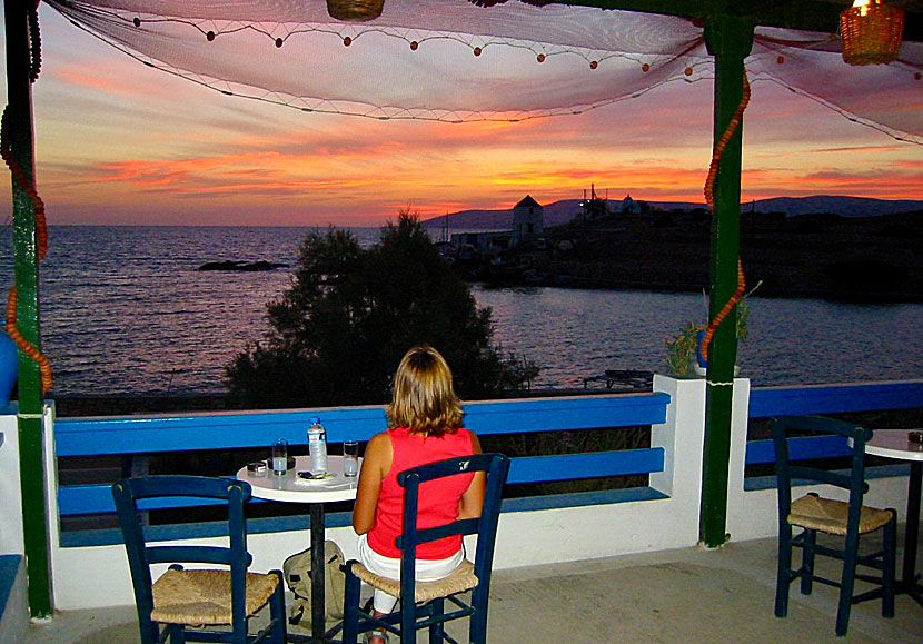 The sunset on Koufonissi seen from Marias Ouzeria in Chora.