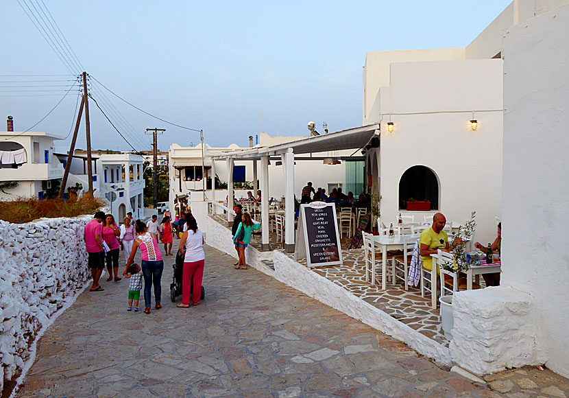 Main street and restaurants in Koufonissi.