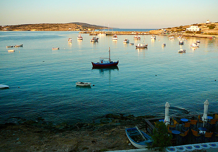 The port of Koufonissi when the sun rises and the sea is calm.