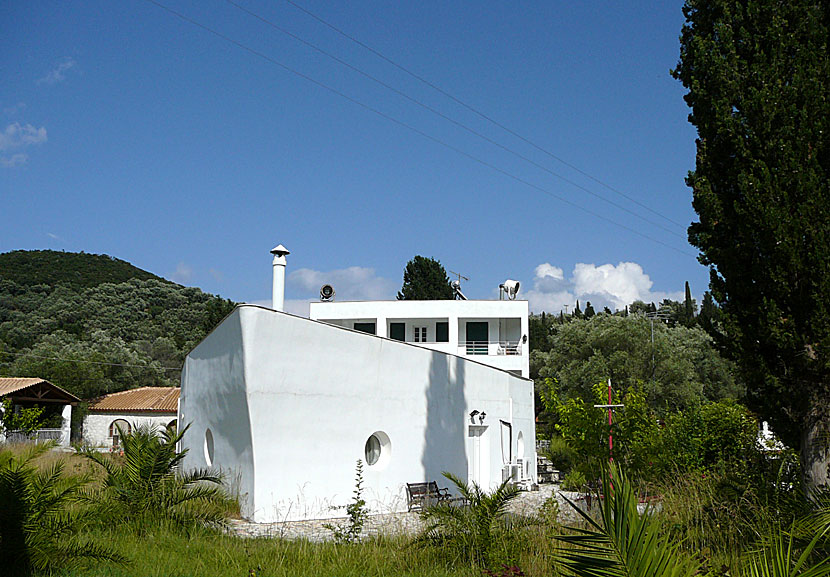 The strange boat house on the Yeni peninsula in Lefkada.