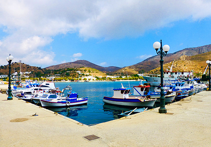 From the port of Xerokambos you can go by boat to Myrties on Kalymnos.