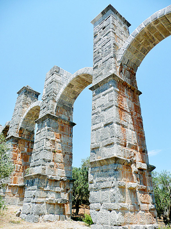 Kremasti bridge and the Roman viaduct on Lesvos in Greece.