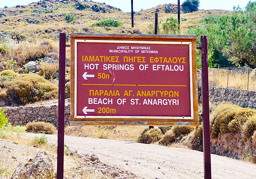 Hot Springs of Eftalou and Anargyri beach near Molyvos in Lesbos.