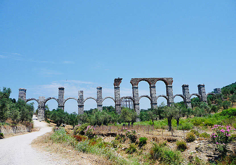 The Roman aqueduct at Moria, near Mytilini, on Lesvos in Greece.